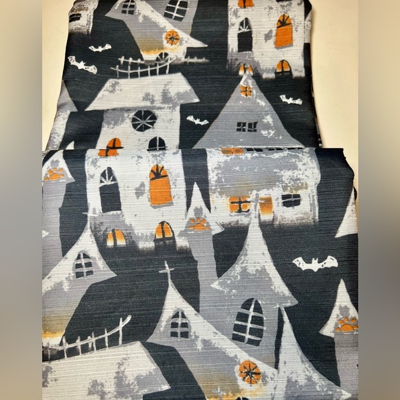 Halloween Haunted Village Houses Fabric Shower Curtain + Roller Hooks Gloomy - Picture 5 of 12